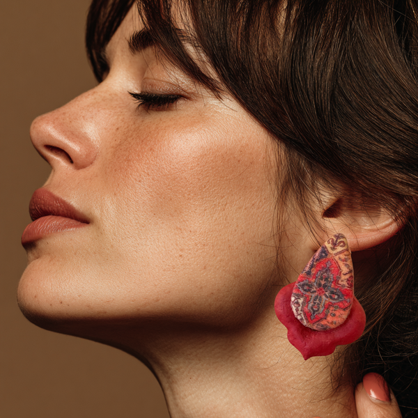Handmade Persian Carpet Earrings – Statement Artisan Jewelry