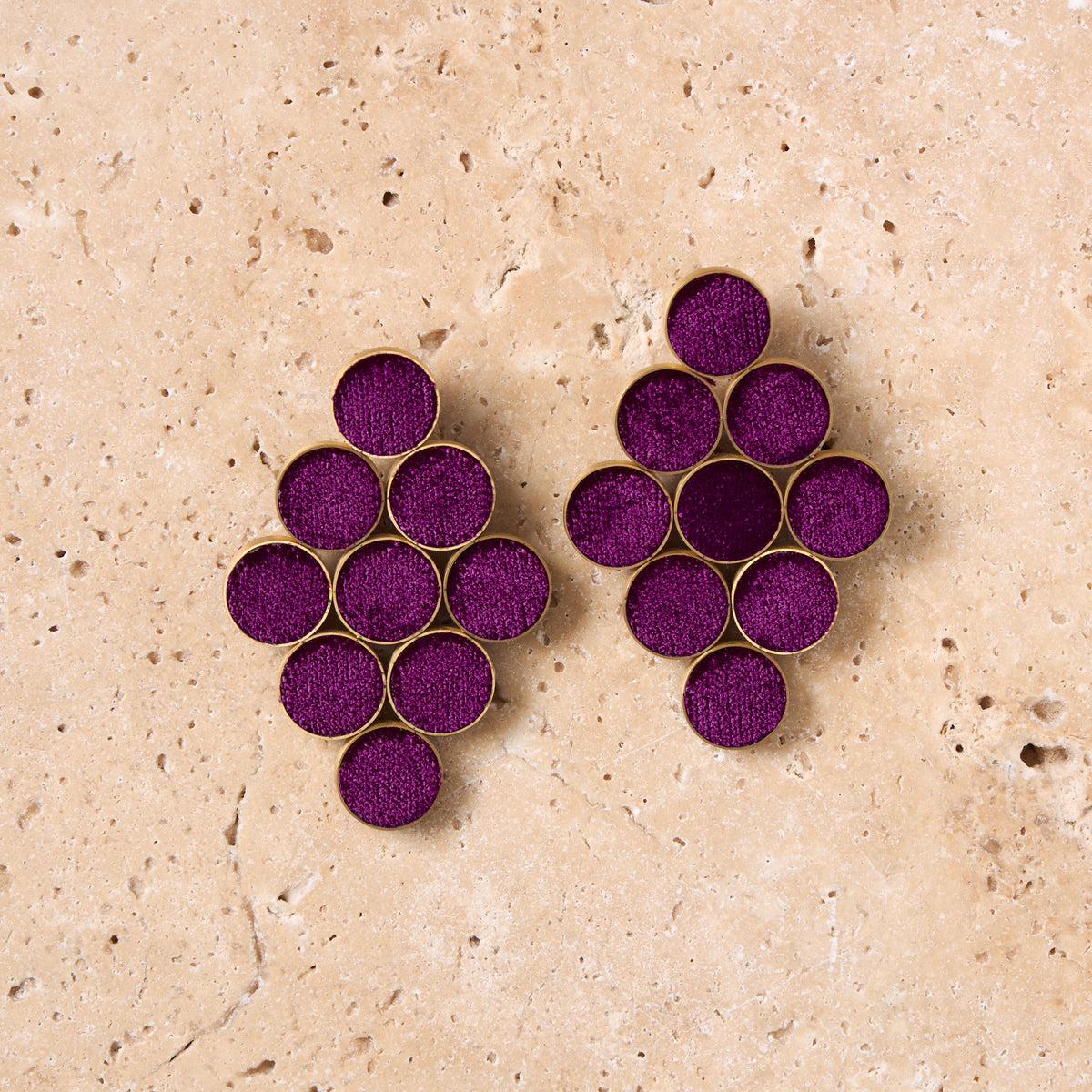 Vintage-Inspired Velvet Earrings in Purple Diamond Shape