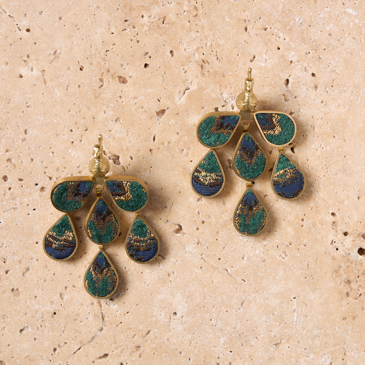 Luxury Peacock Earrings in Blue/Green