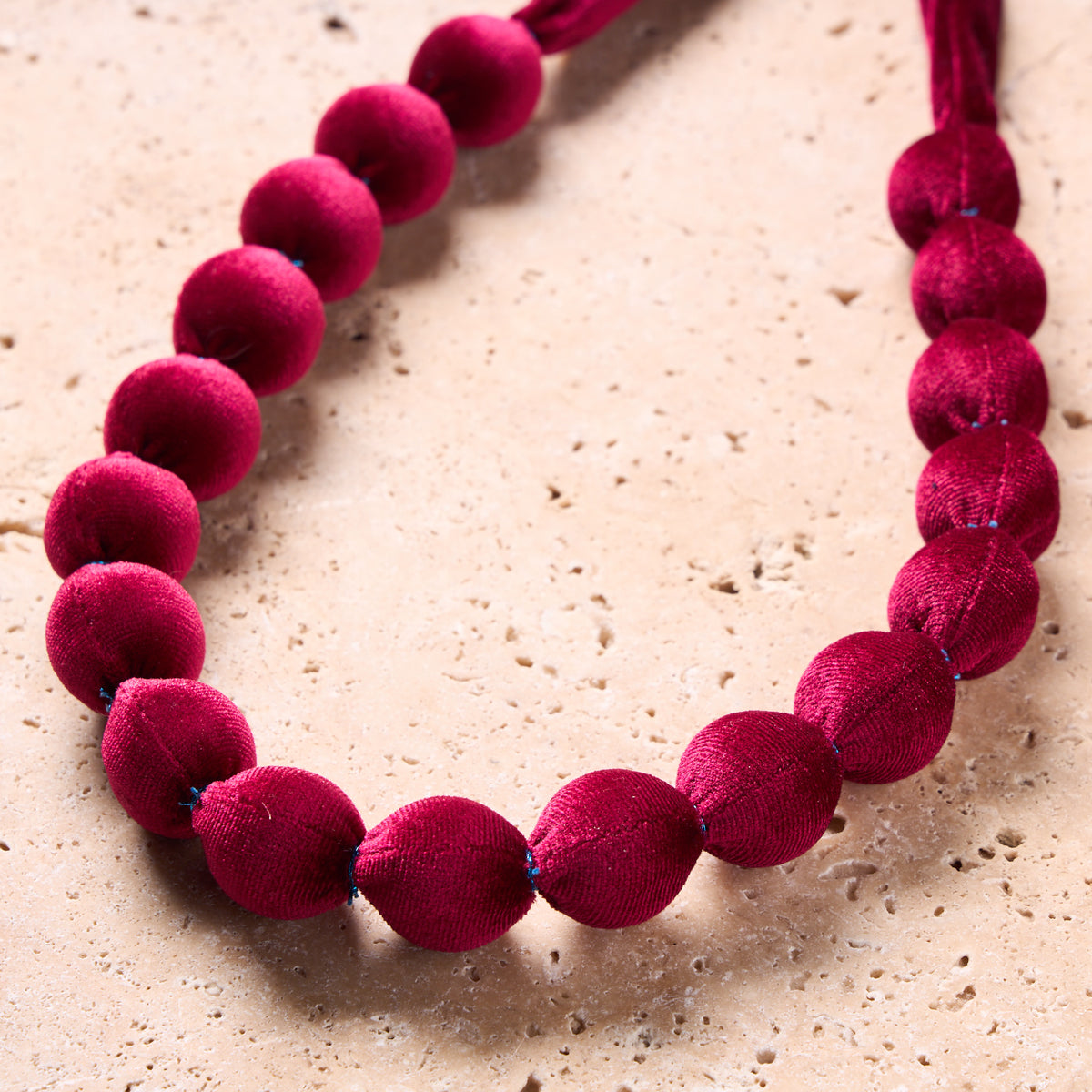 Burgundy Velvet Beads Necklace