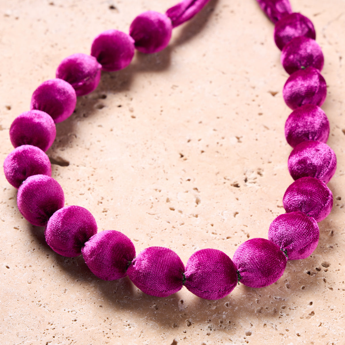 Magenta Velvet Beads Necklace