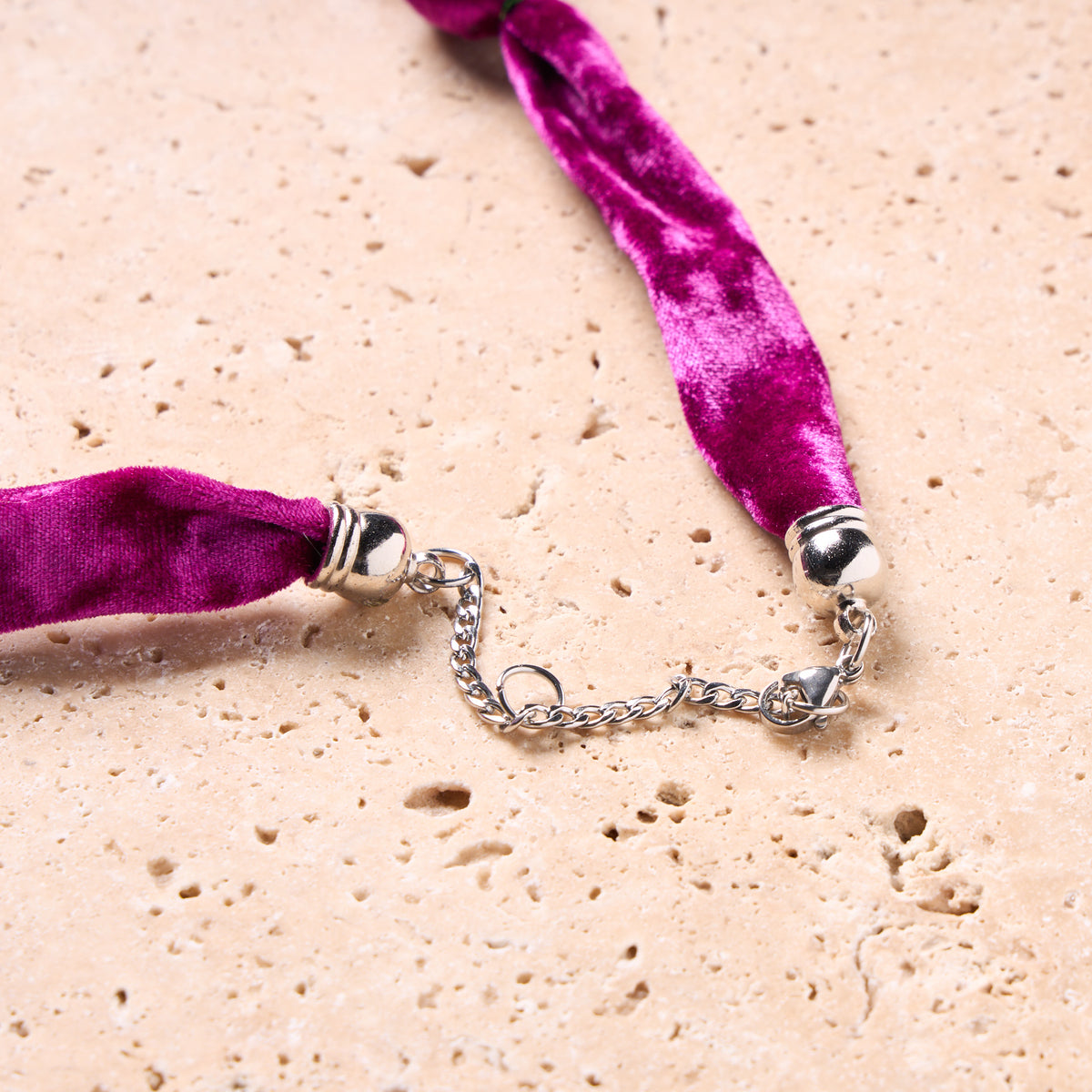 Magenta Velvet Beads Necklace