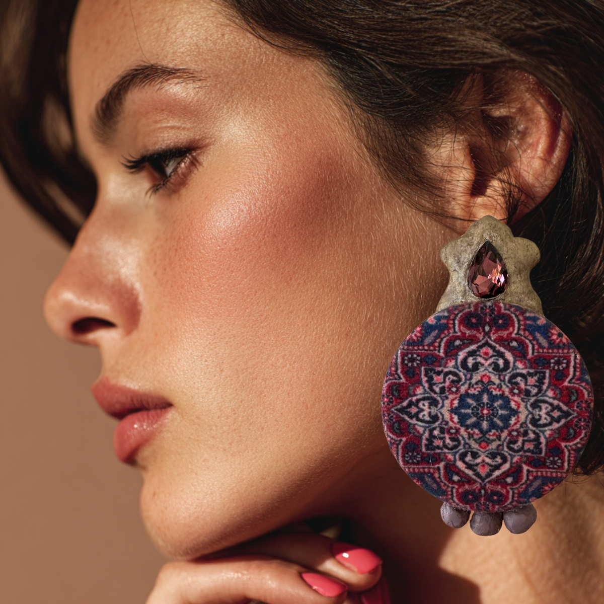 Persian Carpet Echoes Paper Mache Earrings