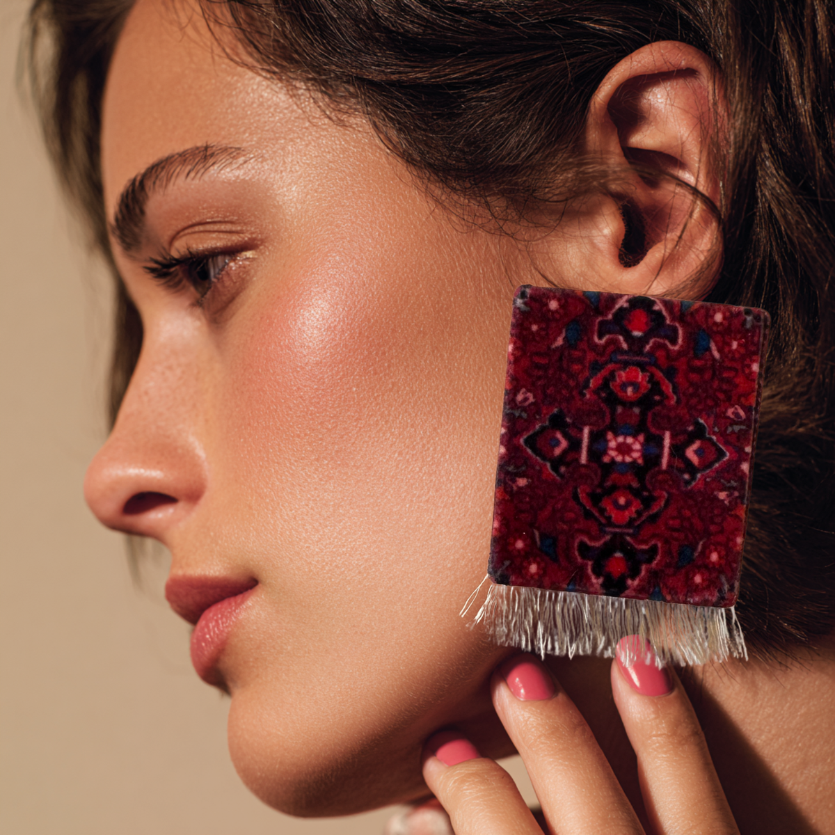 Persian Carpet Echoes Paper Mache Earrings