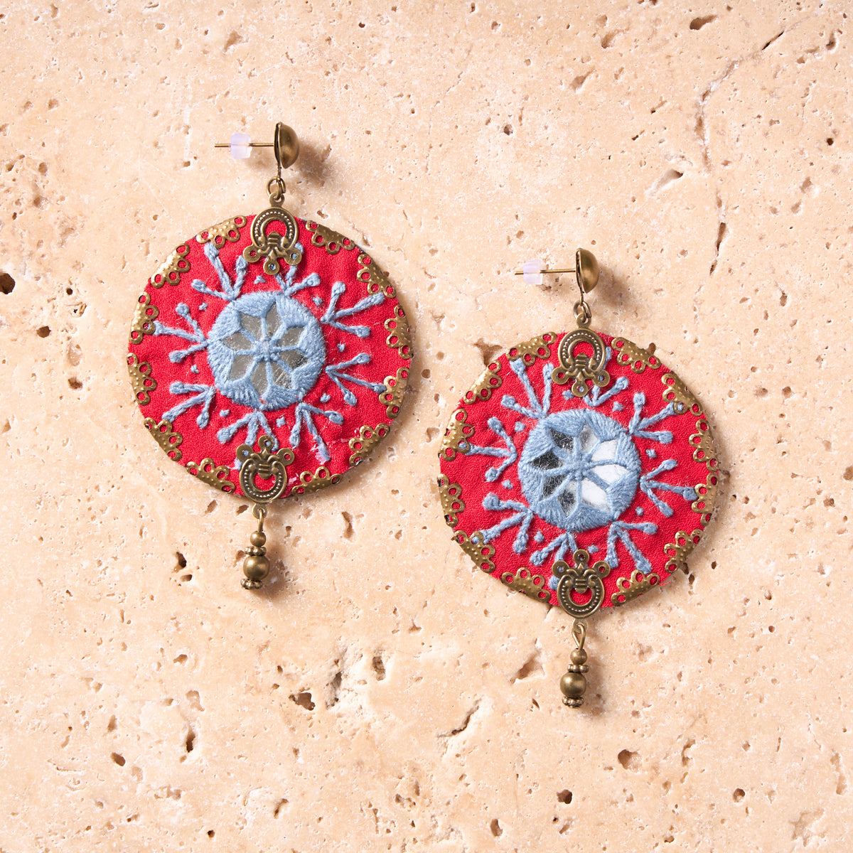 Hand-Embroidered Circular Earrings - MIM6312