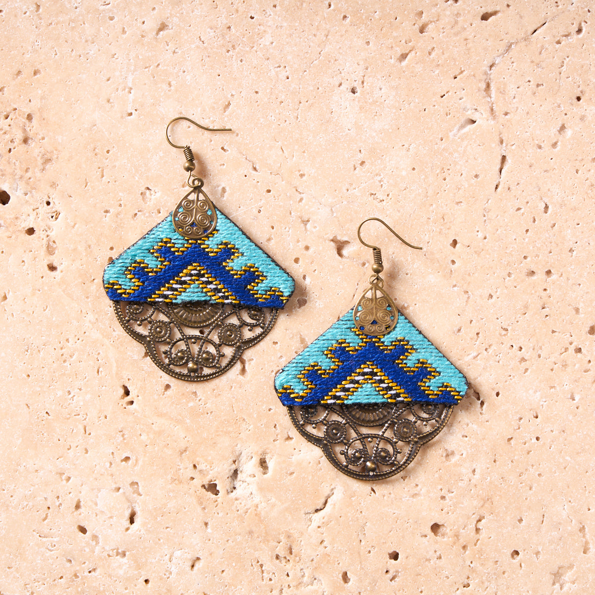 Hand-Embroidered Mini Triangle Earrings MIM6316