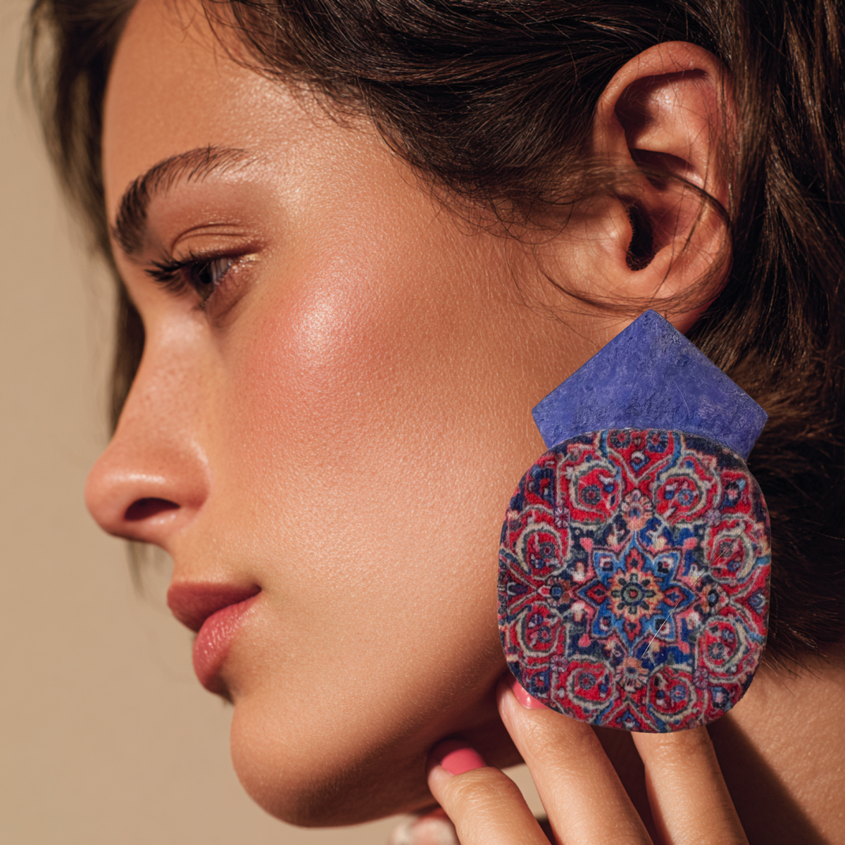 Persian Carpet Echoes Paper Mache Earrings