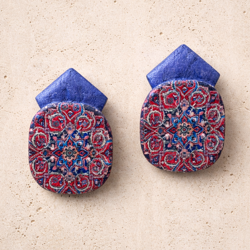 Persian Carpet Echoes Paper Mache Earrings