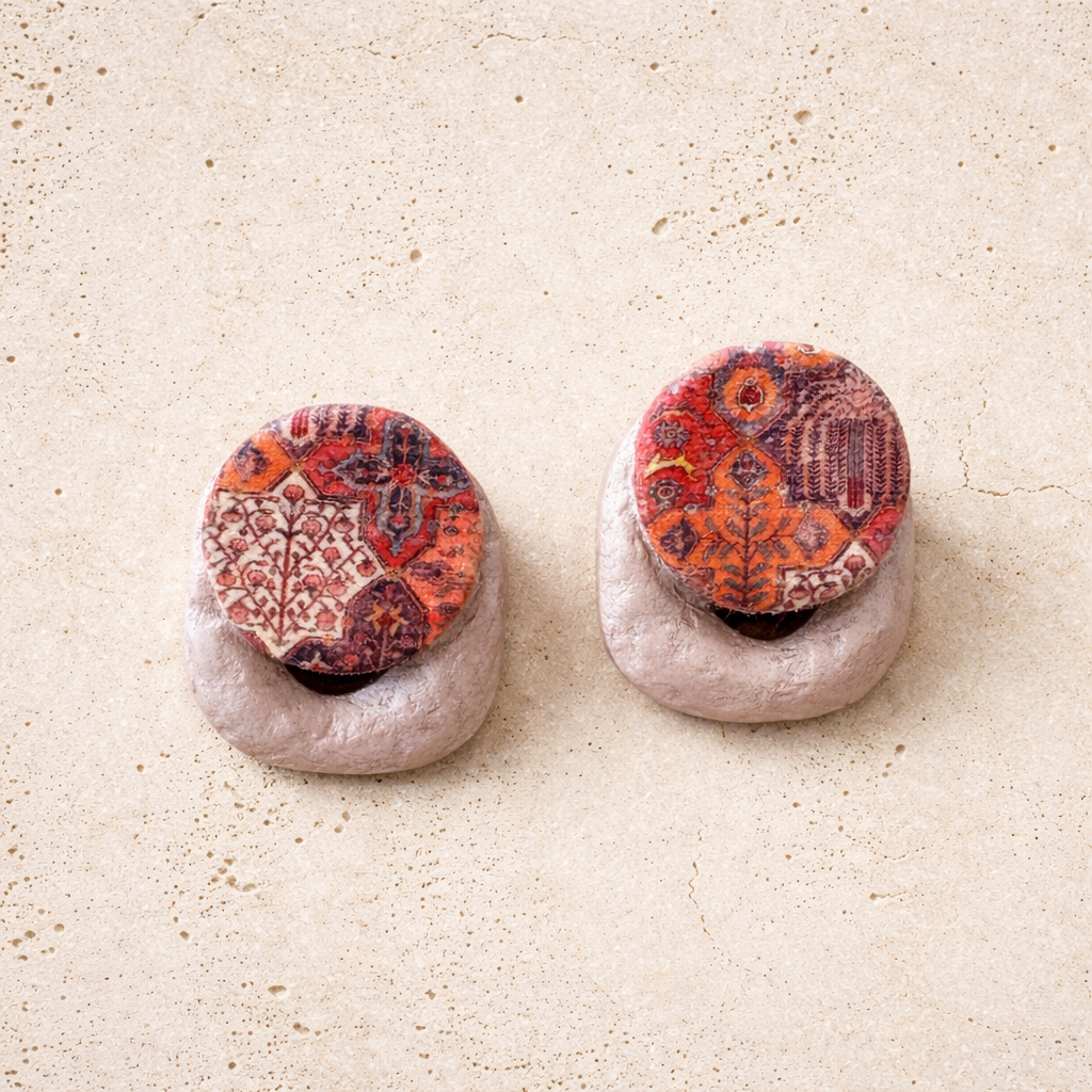 Artisan Paper Mâché Earrings with Textile Motifs