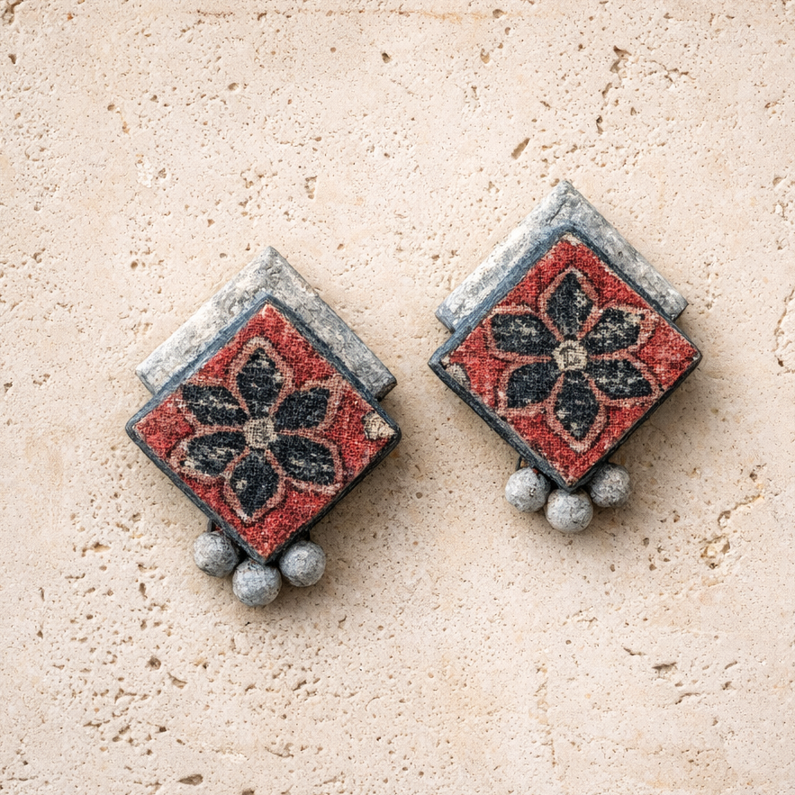 Quiet Geometry Paper Mâché Statement Earrings