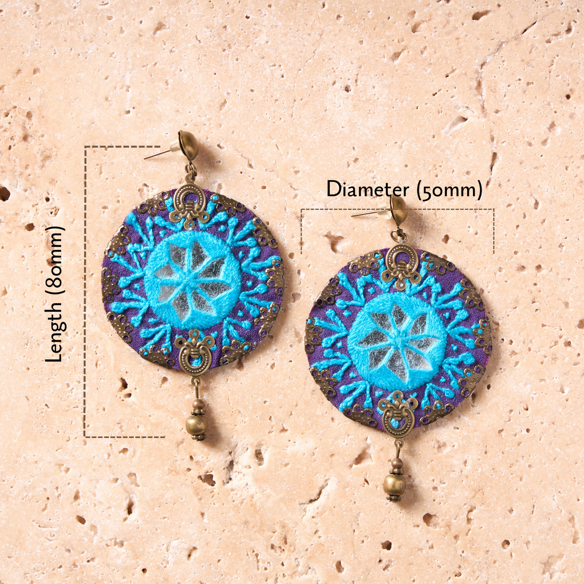 Hand-Embroidered Circular Earrings - MIM6313