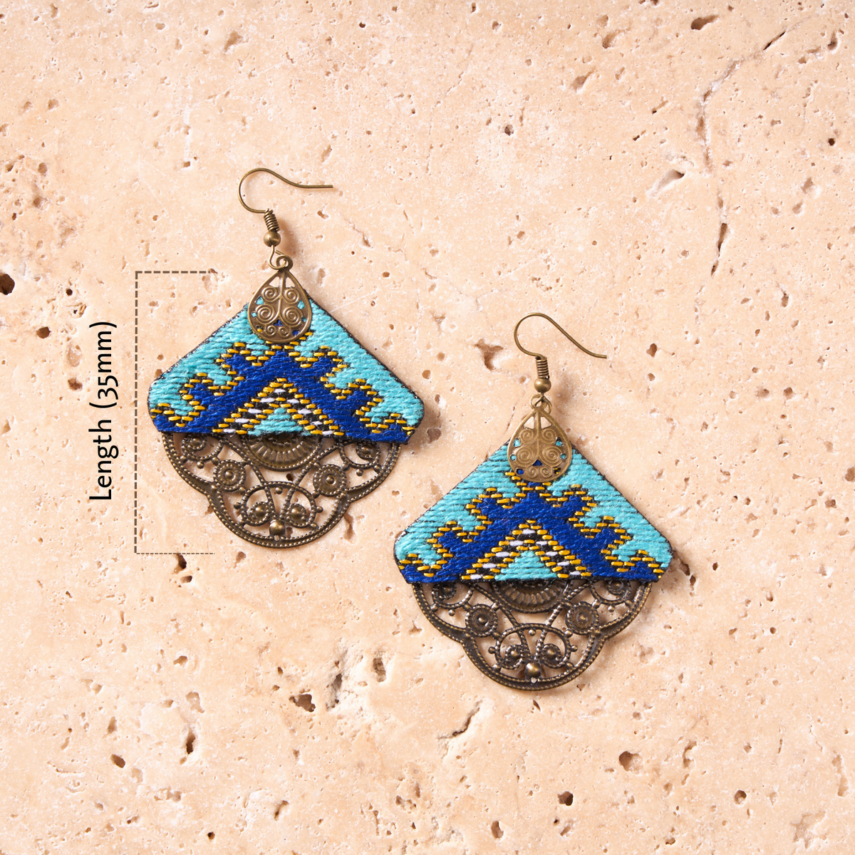 Hand-Embroidered Mini Triangle Earrings MIM6316