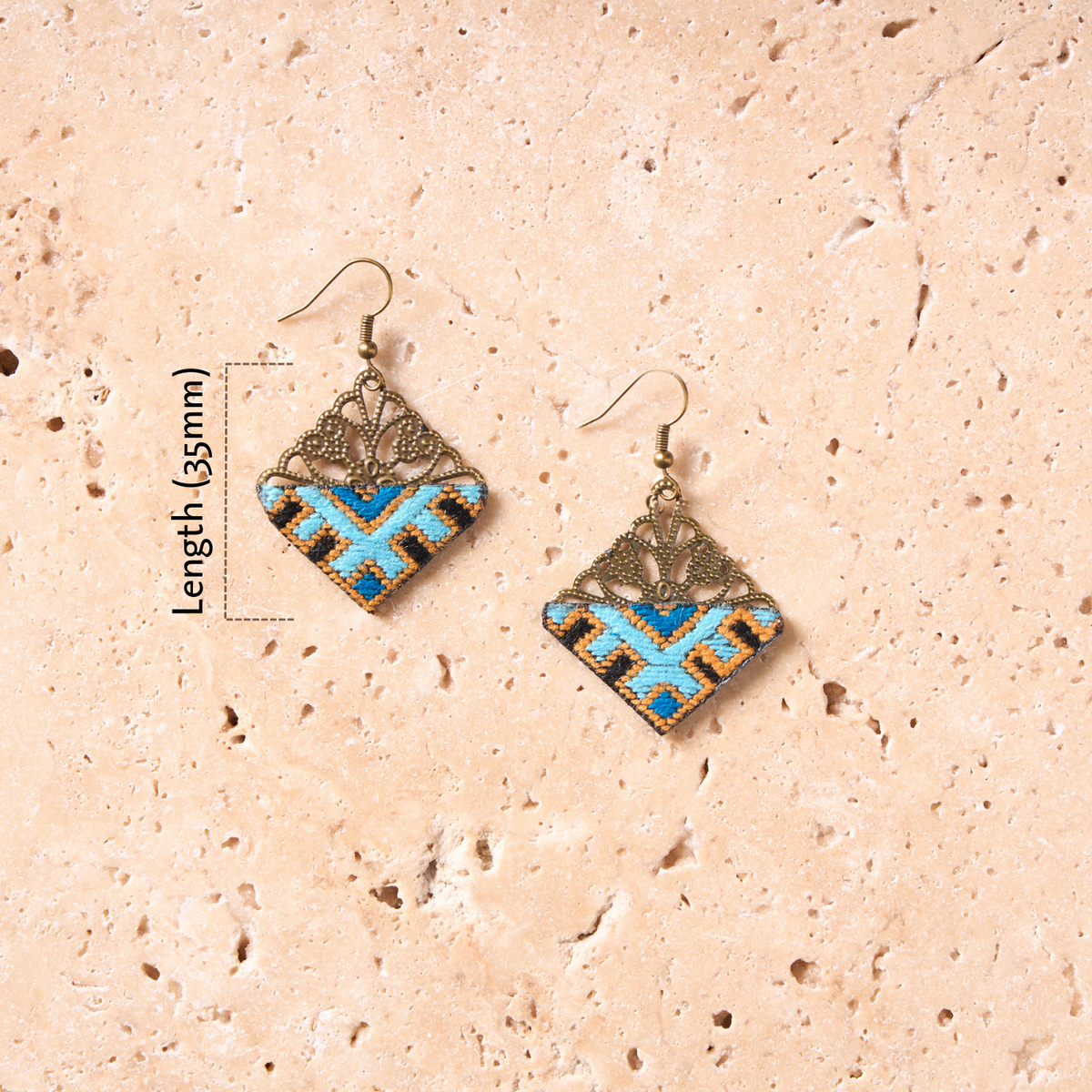 Hand-Embroidered Lightweight Mini Triangle Earrings