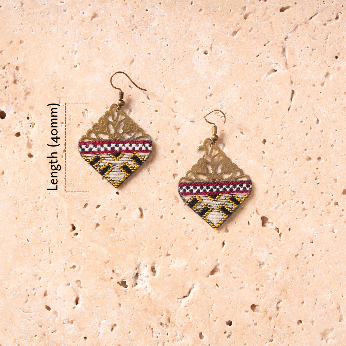 Hand-Embroidered Lightweight Mini Triangle Earrings