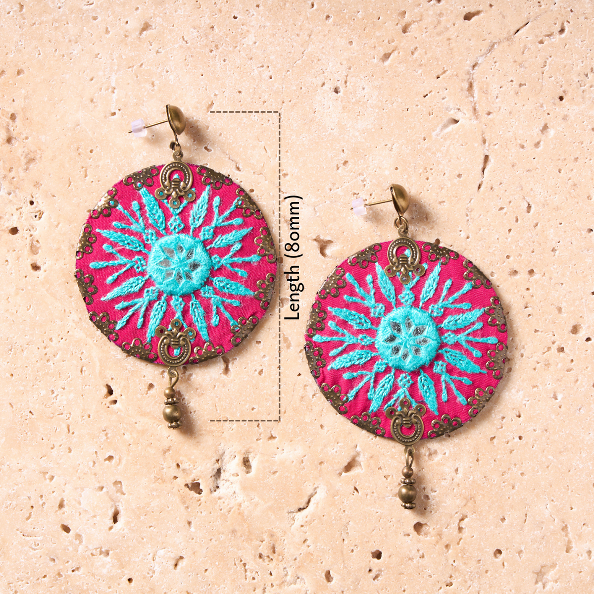 Hand-Embroidered Circular Earrings - MIM6311