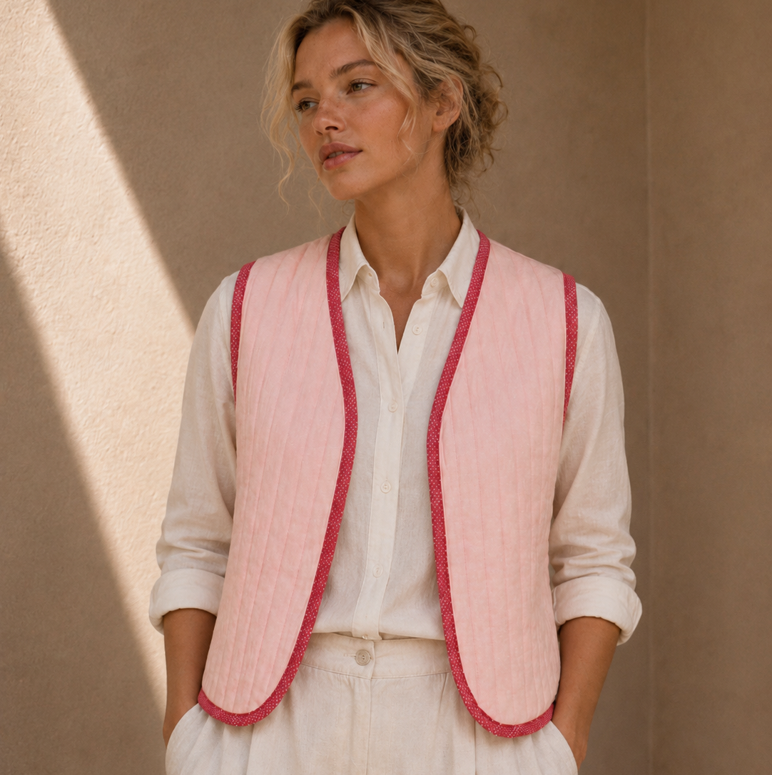 Blush Reversible Quilted Vest