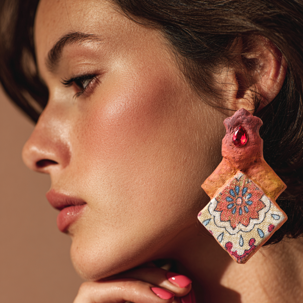 Carpet Motif Asymmetrical Persian Earrings