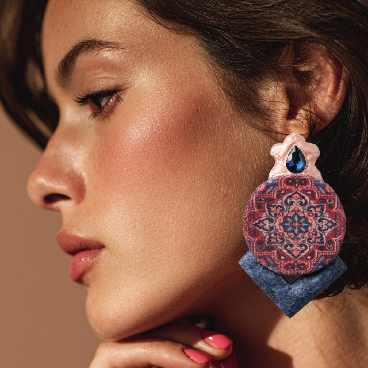 Persian Carpet Echoes Paper Mache Earrings