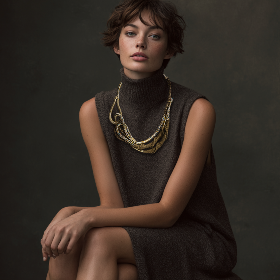 chunky olive statement necklace
