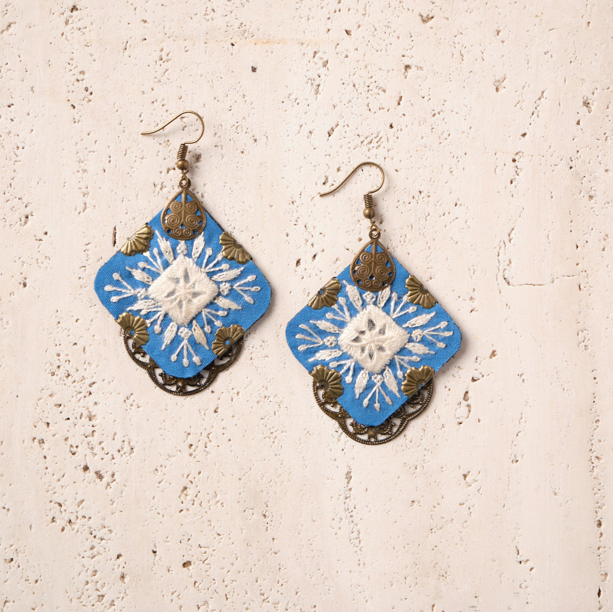 hand embroidered boho earrings