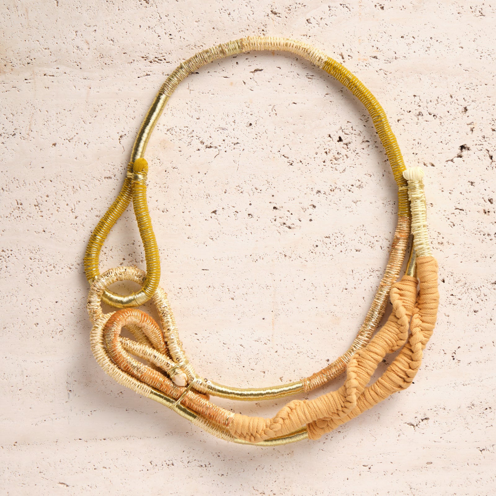 handmade statement necklace in gold beige