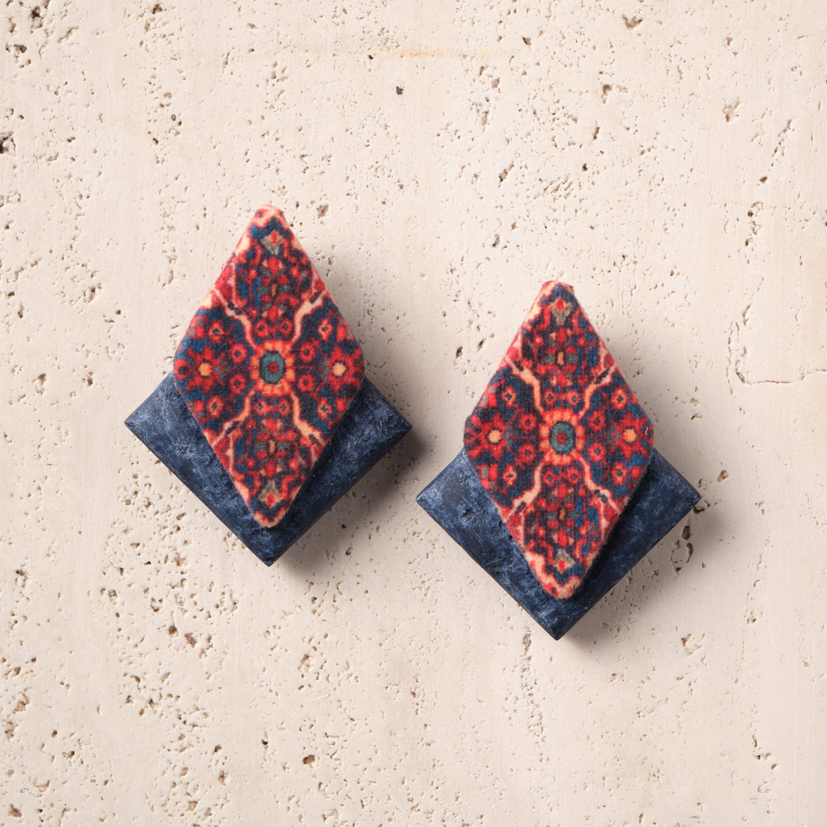 paper mache earrings Persian carpet