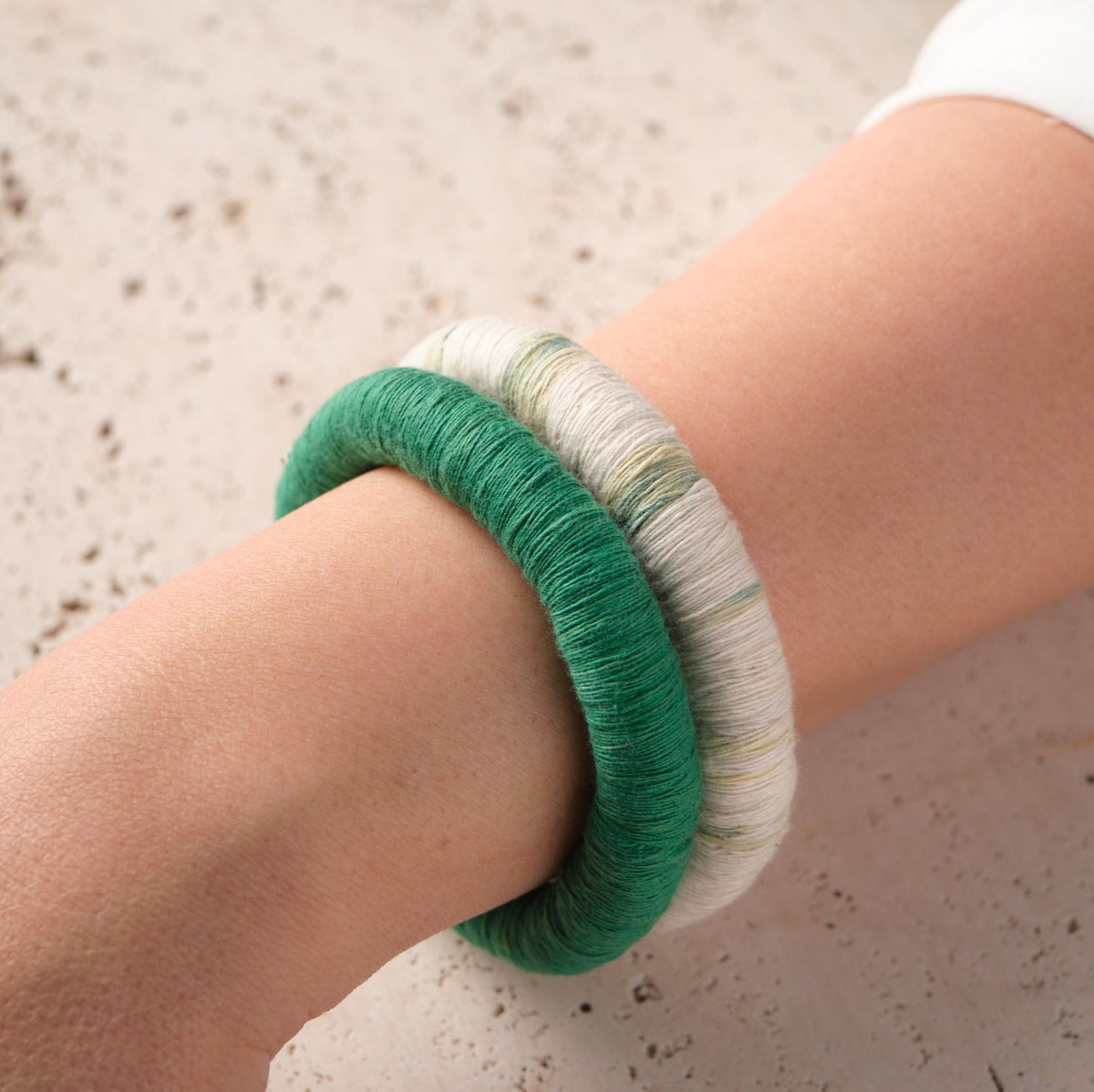 upcycled bangles in green