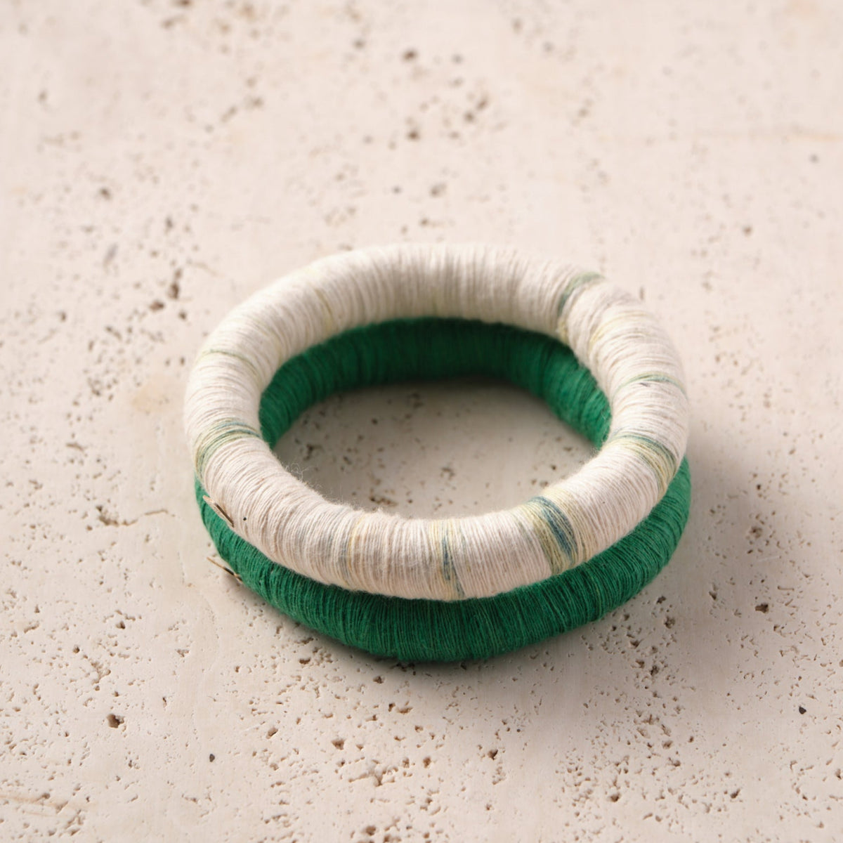 upcycled threads bangles in green