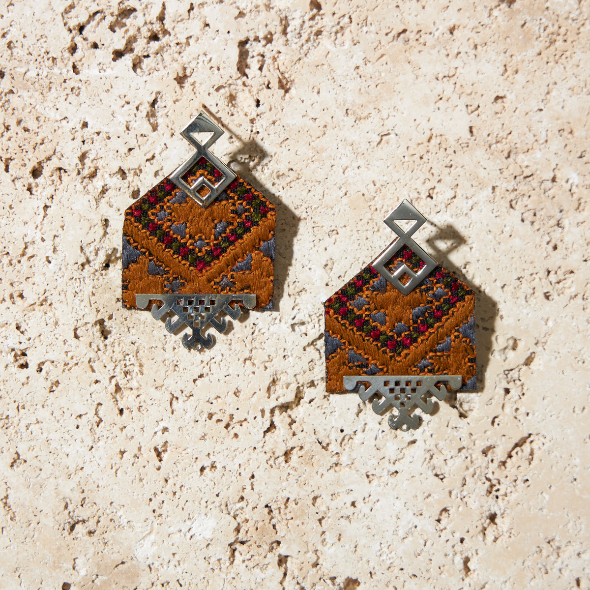 Vintage Kilim Pattern, Embroidery Statement Earrings - MIM3215
