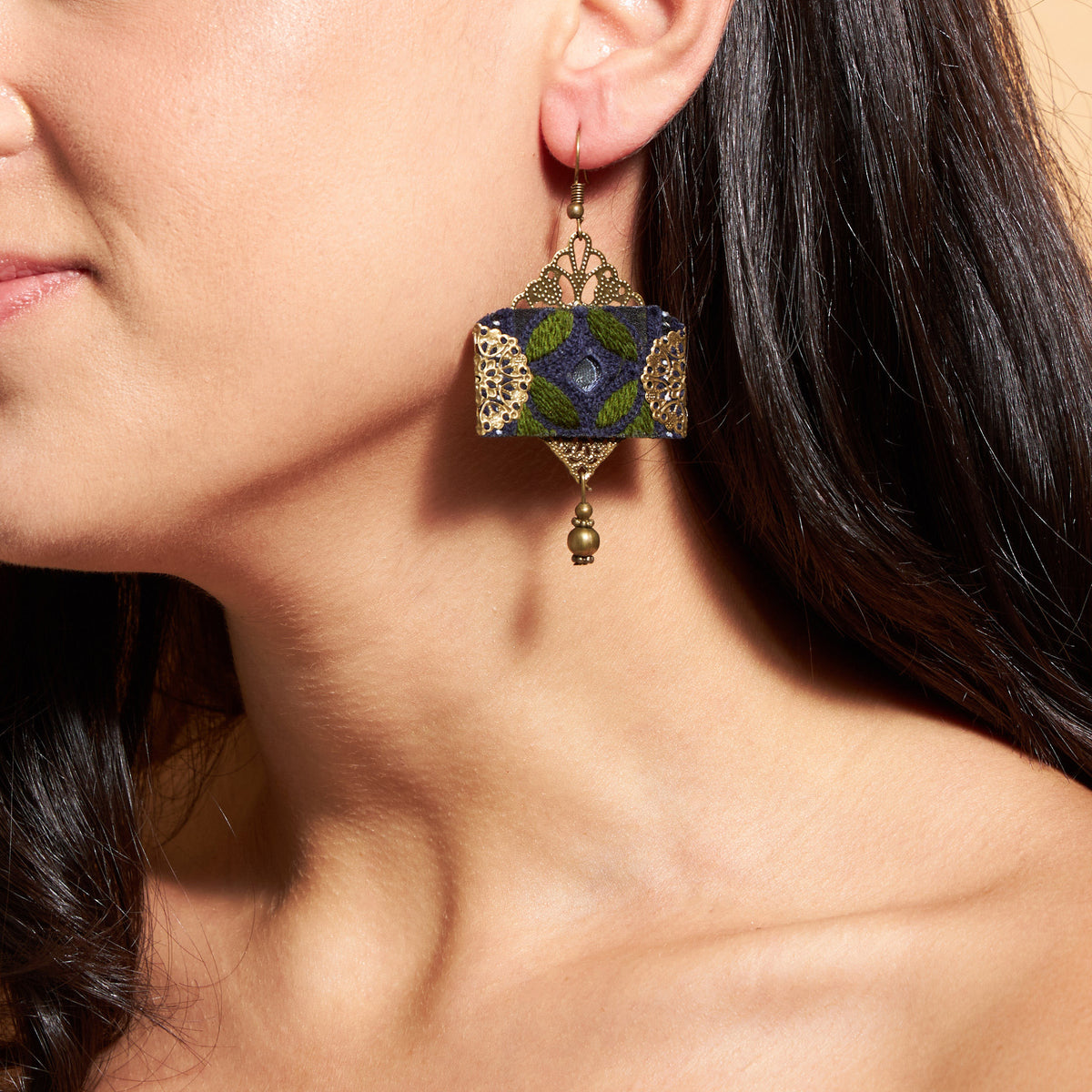 Boho Style Statement Earrings with Brass Adornments - MIM3258