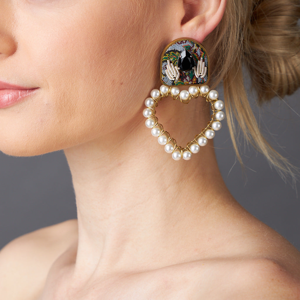 Vintage inspired statement pearl earrings ZIB008