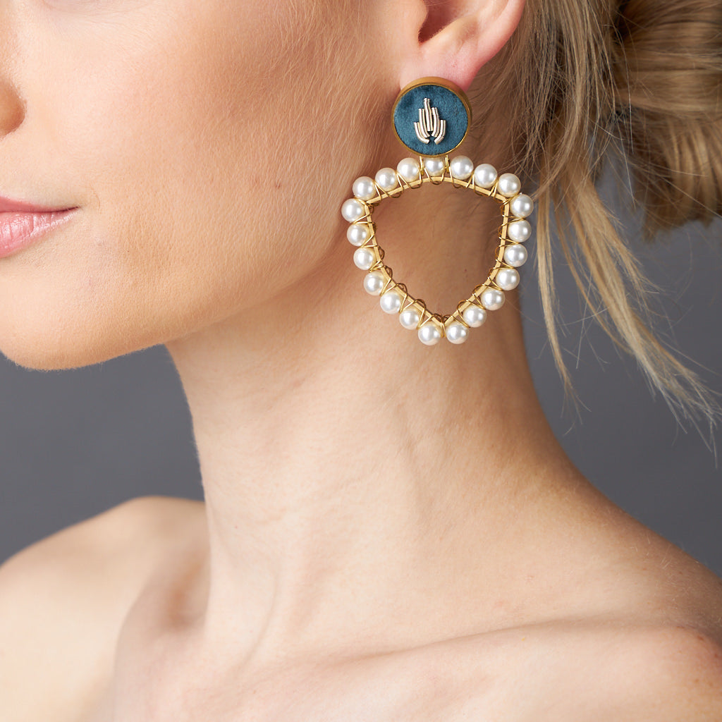 Vintage inspired statement pearl earrings ZIB007