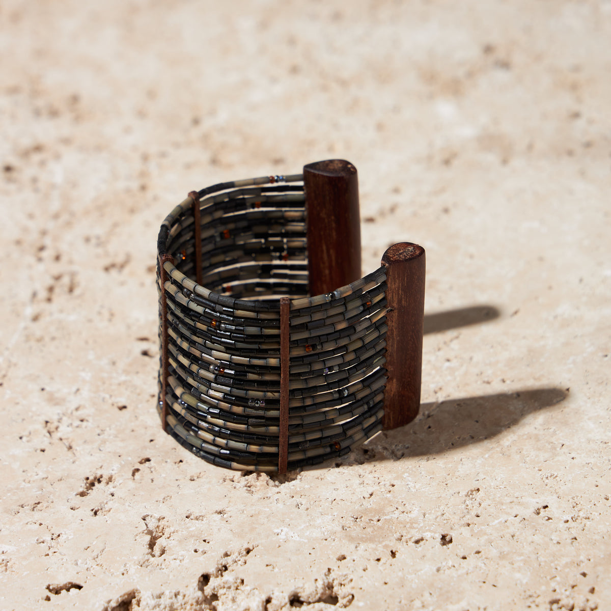 Great Migration Zulugrass &amp; Acacia Wood Cuff Bracelet