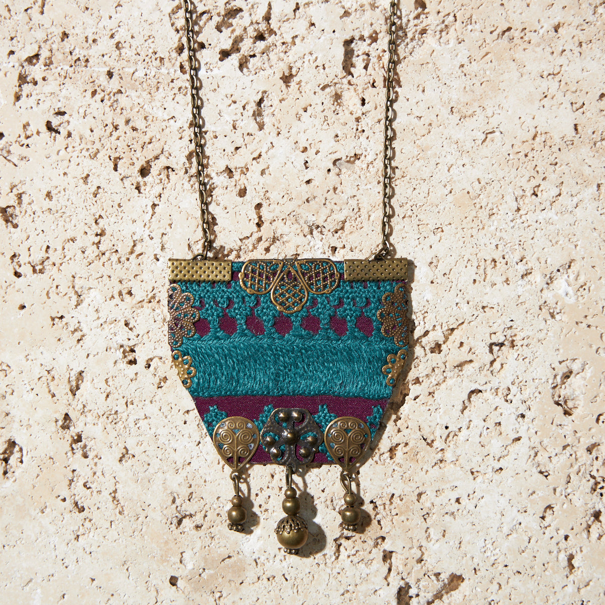 Boho style Statement Necklace Hand embroidery-MIM3238