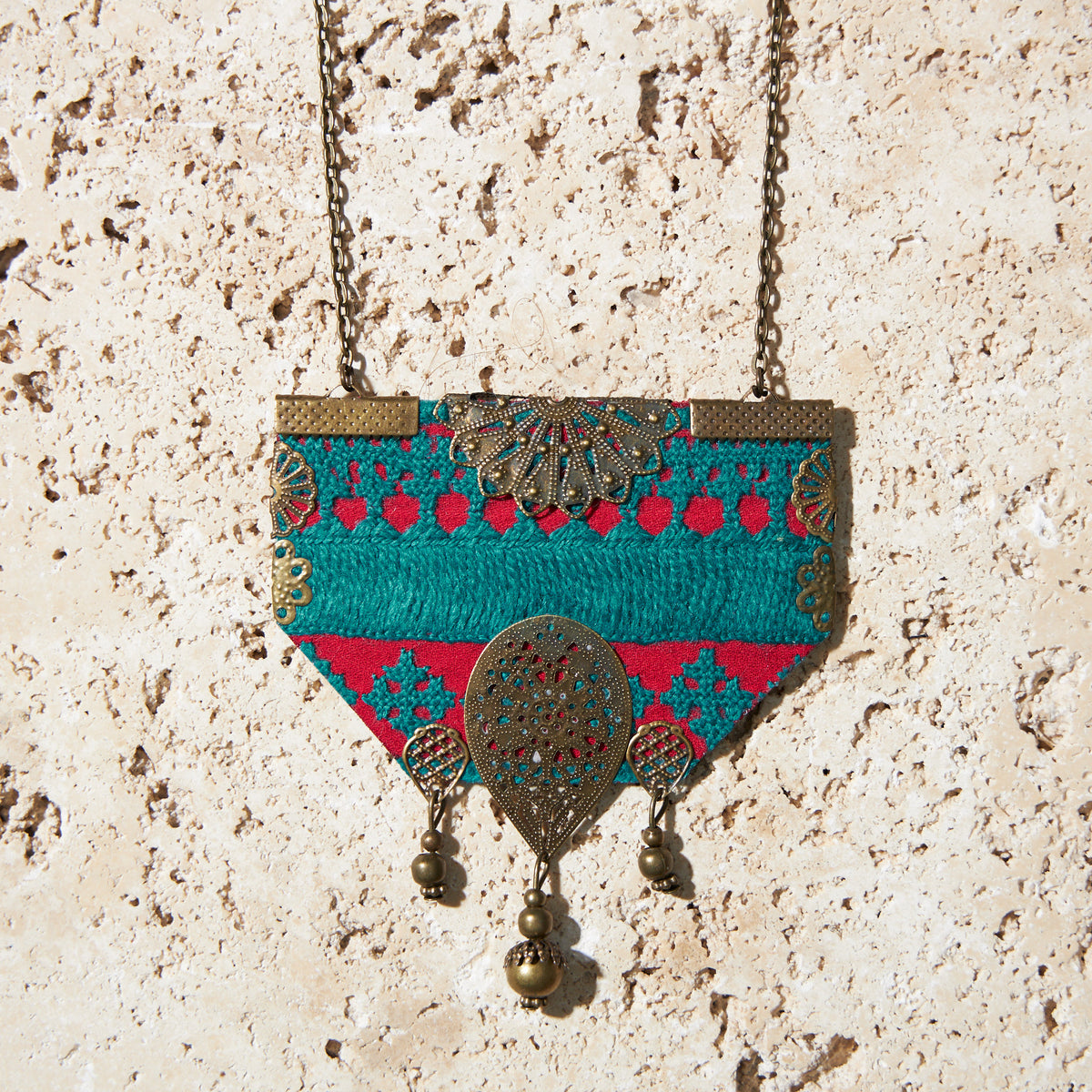 Boho style Statement Necklace Hand embroidery-MIM3242