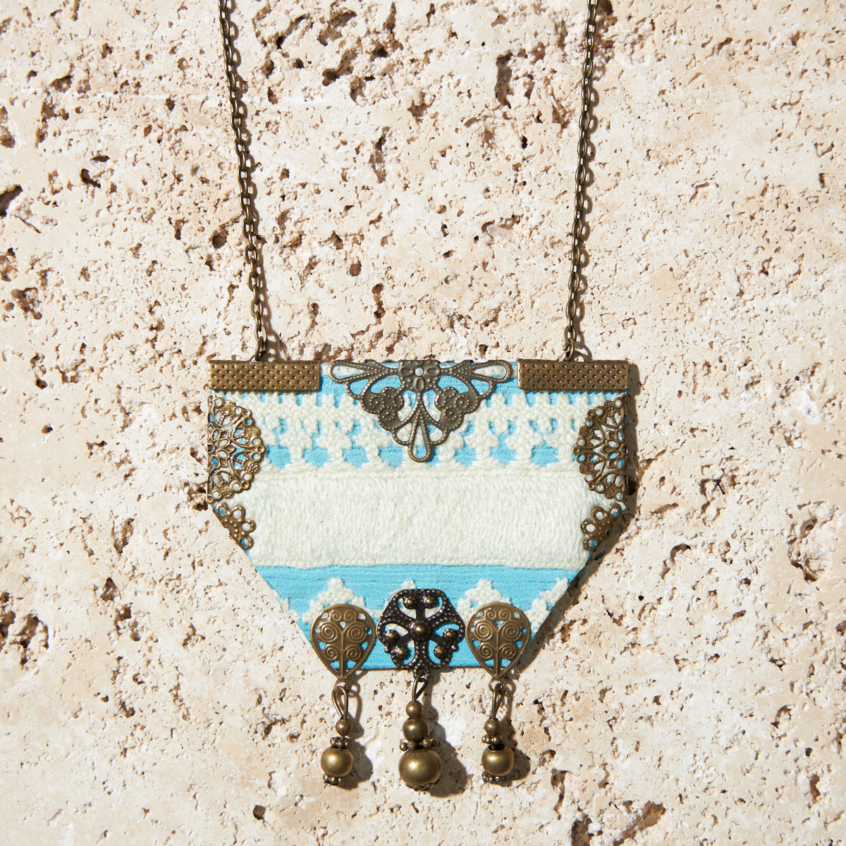 Boho style Statement Necklace Hand embroidery-MIM3245