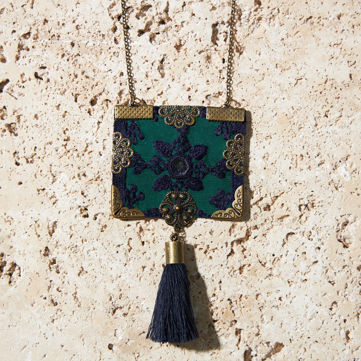 Boho style Statement Necklace Hand embroidery-MIM3239