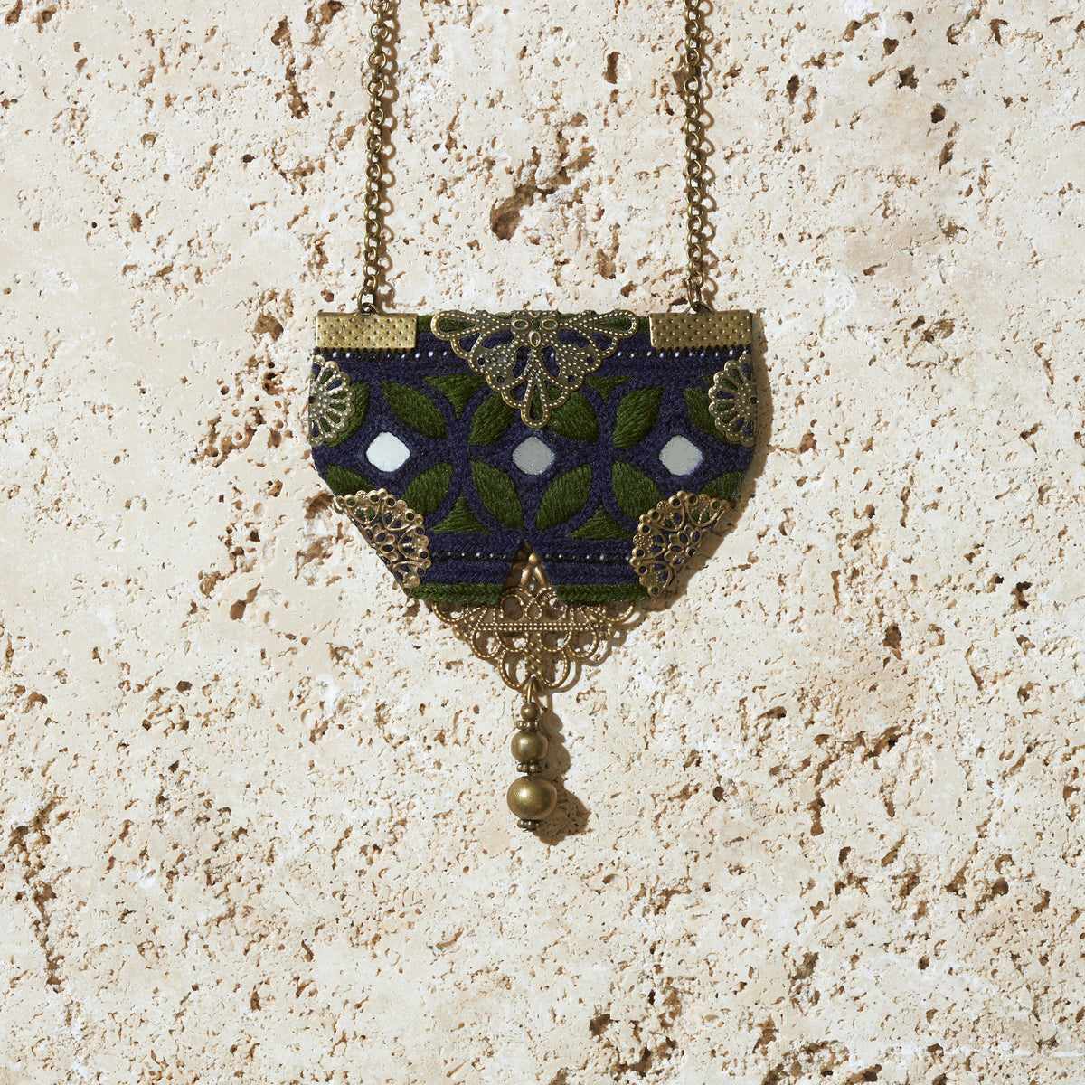 Boho style Statement Necklace Hand embroidery-MIM3203