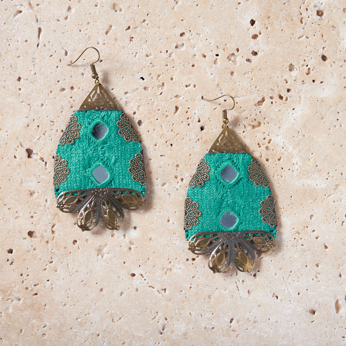 Embroidered Turquoise earrings - MIM4056